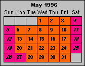  -- May 1996 Calendar -- 