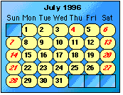  -- July 1996 Calendar -- 