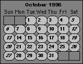  -- October 1996 Calendar -- 