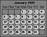  -- January 1997 Calendar -- 