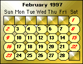  -- February 1997 Calendar -- 